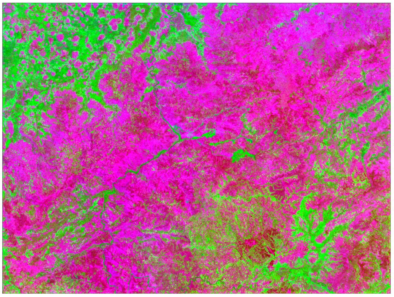 False-colour infrared composite of the Cisokan watershed used as classifier input